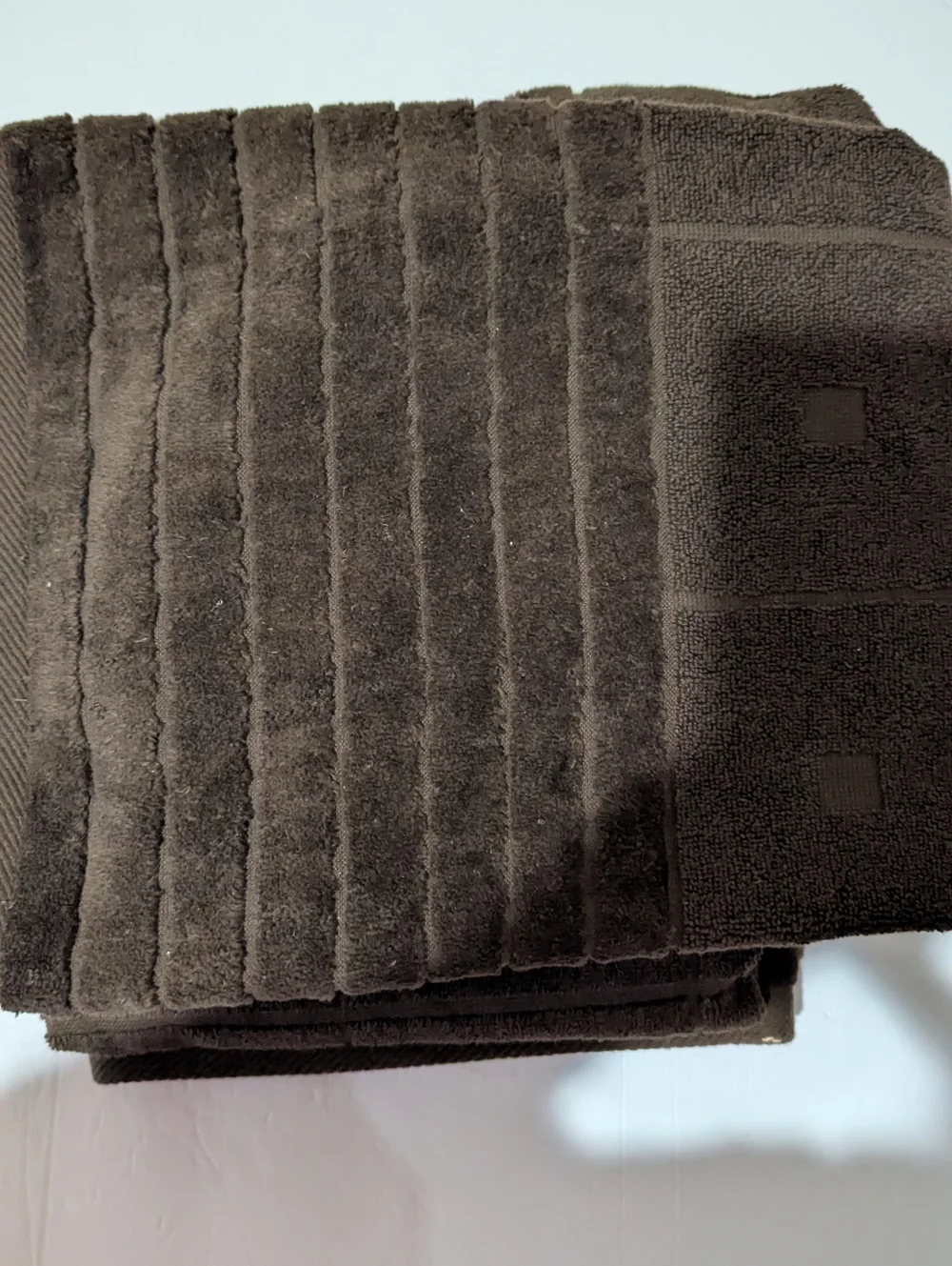 NEW Studio JCPenney Home Collection, Plush Dark Brown Grid Bath Towel.Lot Of Two